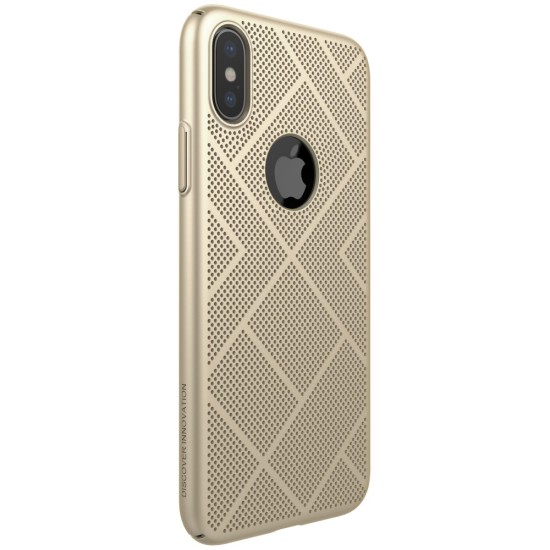 NILLKIN Air Series Heat Dissipation Matte PC Hard Case priekš Apple iPhone X / XS - Zelts - plastikas aizmugures apvalks (bampers, vāciņš, PU back cover, bumper shell)