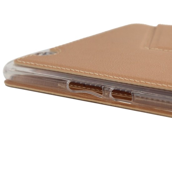 Leather Stand Case Cover with Card Slots for Huawei MediaPad M3 8.4 - Gold - sāniski atverams maciņš ar stendu (ādas maks, grāmatiņa, leather book wallet case cover stand)