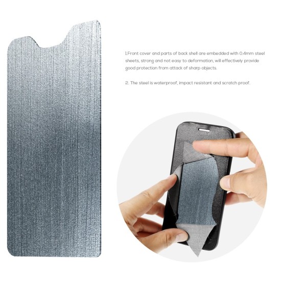Bi-color Cross Texture Leather Stand Cover Built-in Steel Sheet for HTC One X10 - Zils - sāniski atverams maciņš ar stendu (ādas maks, grāmatiņa, leather book wallet case cover stand)