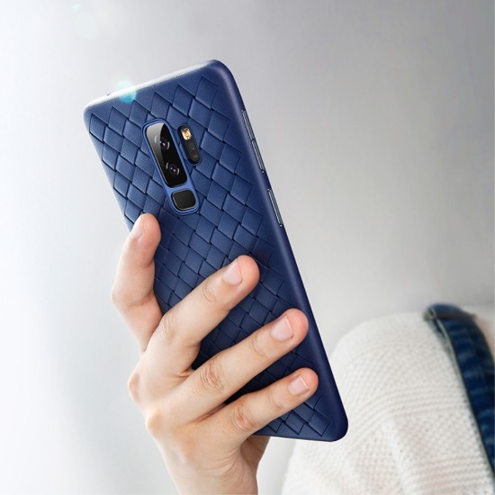 BASEUS BV Woven Texture Soft TPU Mobile Casing priekš Samsung Galaxy S9 Plus G965 - Zils - silikona aizmugures apvalks (bampers, vāciņš, slim TPU silicone case shell cover, bumper)