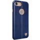 NILLKIN Englon Textured Leather Skin Hard Back Case priekš Apple iPhone 8 - Zils (ar izgriezumu) - ādas aizmugures apvalks (bampers, vāciņš, leather cover, bumper)