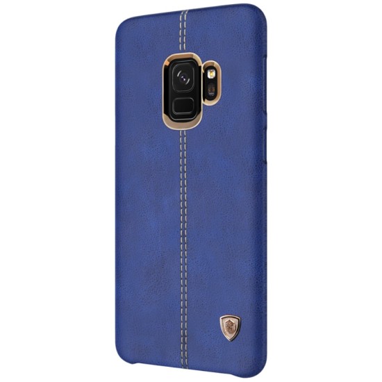 NILLKIN Englon Textured Leather Skin Hard Back Case для Samsung Galaxy S9 G960 - Синий - кожаная накладка / бампер (крышка чехол, leather cover, bumper)