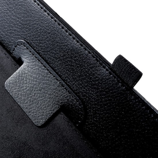 Lychee Leather Smart Cover Stand for Samsung Galaxy Tab A 10.5 (2018) T590 / T595 - Melns - sāniski atverams maciņš ar stendu (ādas maks, grāmatiņa, leather book wallet case cover stand)