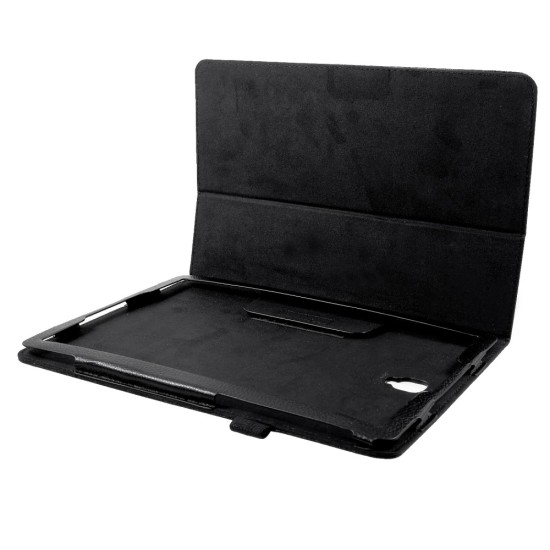Lychee Leather Smart Cover Stand for Samsung Galaxy Tab S4 10.5-inch T830 / T835 - Melns - sāniski atverams maciņš ar stendu (ādas maks, grāmatiņa, leather book wallet case cover stand)