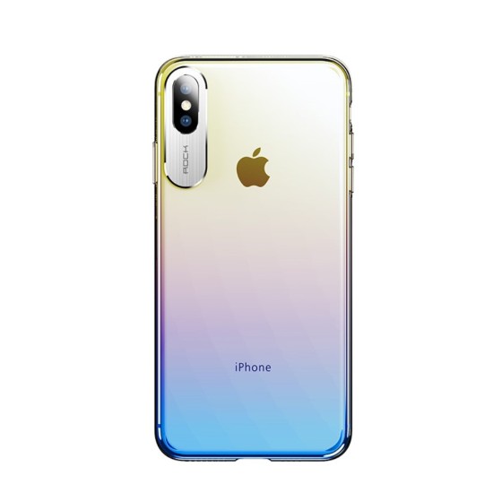 ROCK Aluminum Alloy Patch Gradient Color PC Hard Case priekš Apple iPhone XS Max - Zils - plastikāta aizmugures apvalks (bampers, vāciņš, slim PC case cover, bumper)