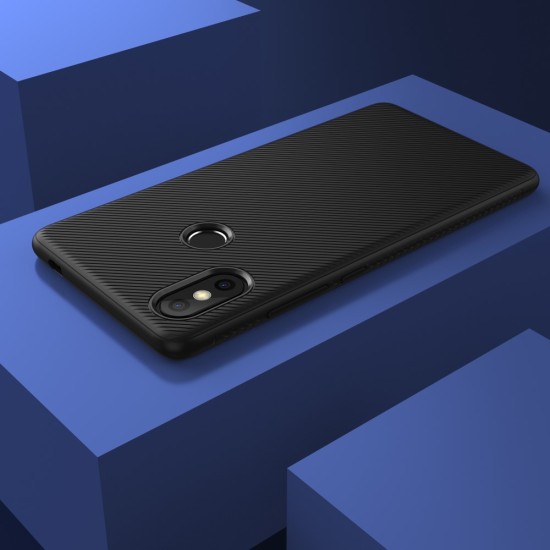 Twill Texture Silicone Mobile Phone Cover Shell priekš Xiaomi Mi 8 - Melns - triecienizturīgs silikona aizmugures apvalks (bampers, vāciņš, slim TPU silicone case shell cover, bumper)
