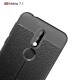 Litchi Skin PU Leather Coated TPU Mobile Phone Case priekš Nokia 7.1 (2018) - Melns - ādas imitācijas triecienizturīgs silikona aizmugures apvalks (maciņš, bampers, vāciņš, slim cover, bumper, back case)