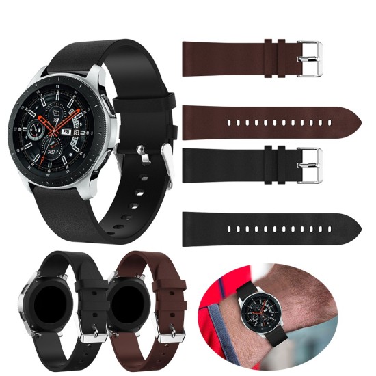 22mm Textured Genuine Leather Watch Strap - Melns - dabīgas ādas siksniņas (jostas) priekš pulksteņiem