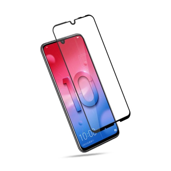 AMORUS Full Glue Silk Printing Tempered Glass Full Screen Protector priekš Huawei P Smart (2019) / Honor 10 Lite - Melns - Ekrāna Aizsargstikls / Bruņota Stikla Aizsargplēve (Full screen size curved)