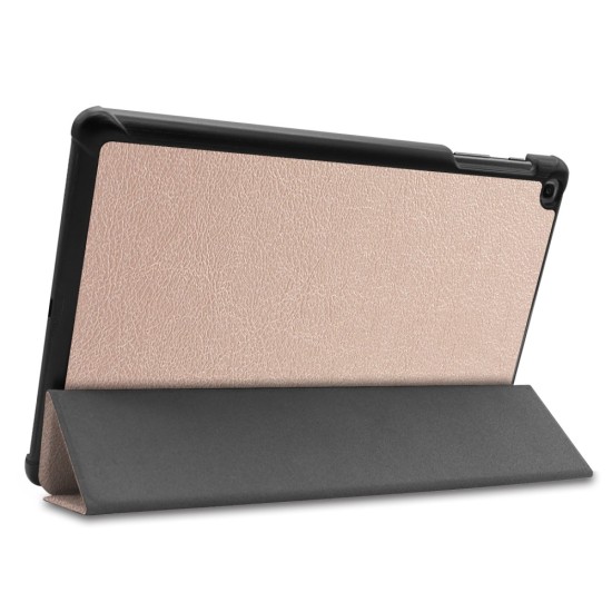 Tri-fold Stand PU Smart Auto Wake/Sleep Leather Case priekš Samsung Galaxy Tab A 10.1 (2019) T510 / T515 - Zelts - sāniski atverams maciņš ar stendu