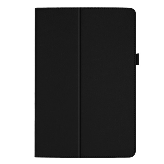 Litchi Texture Leather Stand Protective Case priekš Samsung Galaxy Tab A 10.1 (2019) T510 / T515 - Melns - sāniski atverams maciņš ar stendu