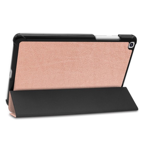 Tri-fold Stand PU Smart Auto Wake/Sleep Leather Case priekš Samsung Galaxy Tab A 8.0 (2019) T290 / T295 - Rozā Zelts - sāniski atverams maciņš ar stendu