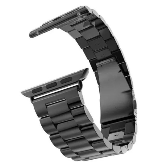 Luxury Three Beads Stainless Steel Watch Strap priekš Apple Watch 38 / 40 / 41 mm - Melns - siksniņas (jostas) viedpulksteņiem no nerūsējoša tērauda