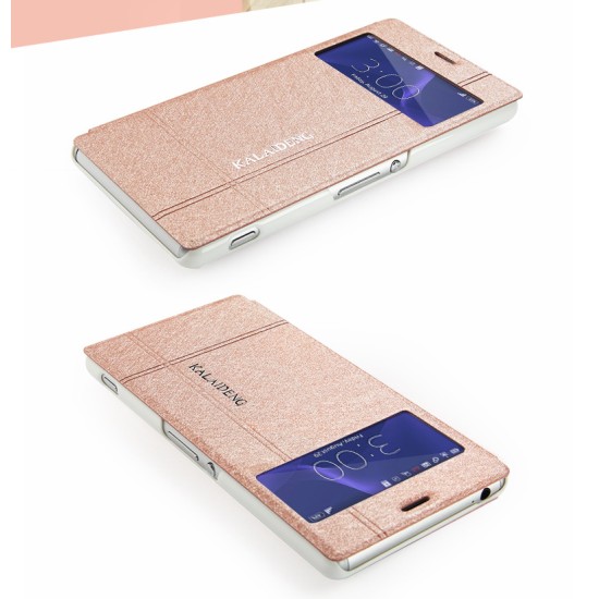 Kalaideng Iceland II series Sony Xperia Z3 D6603 - Rozā - sāniski atverams maciņš ar lodziņu un stendu (ādas maks, grāmatiņa, leather book wallet case cover stand)