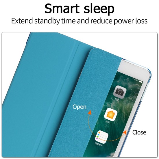 Tri-fold Stand PU Smart Auto Wake/Sleep Leather Case priekš Apple iPad Pro 10.5 (2017) / Air 3 10.5 (2019) - Gaiši Zils - sāniski atverams maciņš ar stendu
