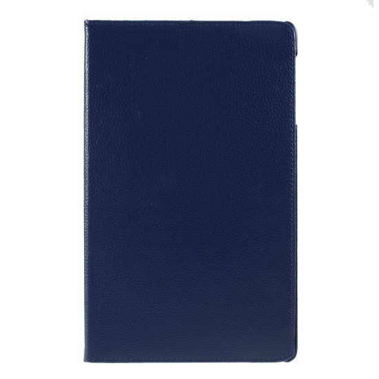 360 Rotary Litchi Skin Leather Cover w/ Stand priekš Samsung Galaxy Tab A 10.1 (2019) T510 / T515 - Tumši Zils - sāniski atverams maciņš ar stendu