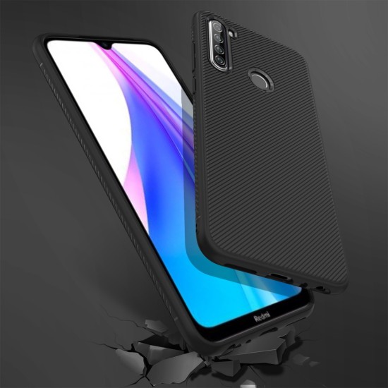 Twill Texture Silicone Mobile Phone Cover Shell priekš Xiaomi Redmi Note 8T - Melns - triecienizturīgs silikona aizmugures apvalks (bampers, vāciņš, slim TPU silicone case shell cover, bumper)