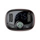 Baseus S-09 Car Kit HandsFree FM Transmitter ar Bluetooth V4.2 EDR 12/24V 2xUSB 3.4A - Brūns - USB FM Transmiteris un auto lādētājs, MP3 Audio atskaņotājs, automašinas bezvadu brīvroku sistēma