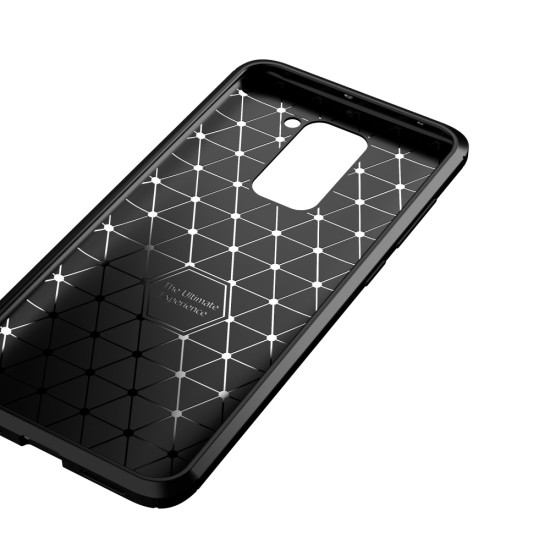 Beetle Series Carbon Fiber TPU Protection Phone Cover priekš Xiaomi Redmi Note 9 - Melns - triecienizturīgs silikona aizmugures apvalks (bampers, vāciņš, slim TPU silicone case shell cover, bumper)