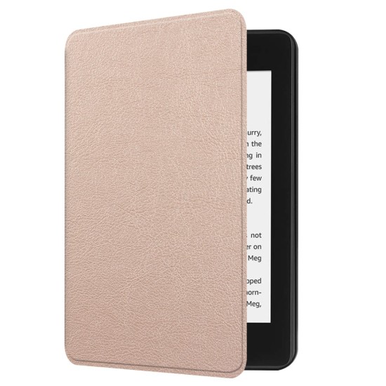 PU Leather Flip Case Smart Auto Wake/Sleep priekš Amazon Kindle Paperwhite 4 (2018) - Rozā Zelts - sāniski atverams maciņš ar stendu