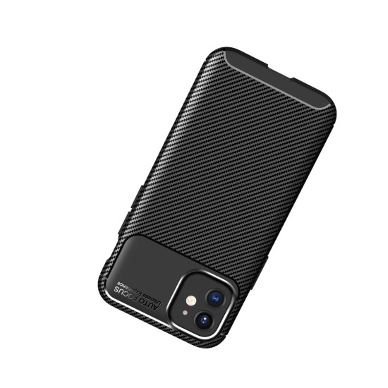Carbon Fiber Texture Shockproof TPU Phone Cover priekš Apple iPhone 12 mini - Melns - triecienizturīgs silikona aizmugures apvalks / bampers-vāciņš