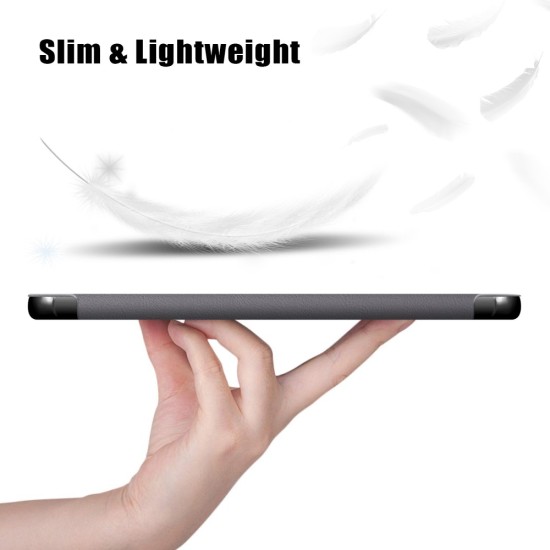 Tri-fold Stand PU Smart Auto Wake/Sleep Leather Case priekš Samsung Galaxy Tab S7 T870 / T875 / Tab S8 X700 / X706 - Pelēka - sāniski atverams maciņš ar stendu