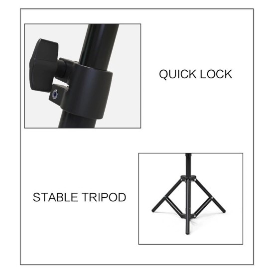 LED Ring Lamp Selfie 26cm with 1.6m Tripod / Remote Control - Чёрный - Лампа кольцо на штативе