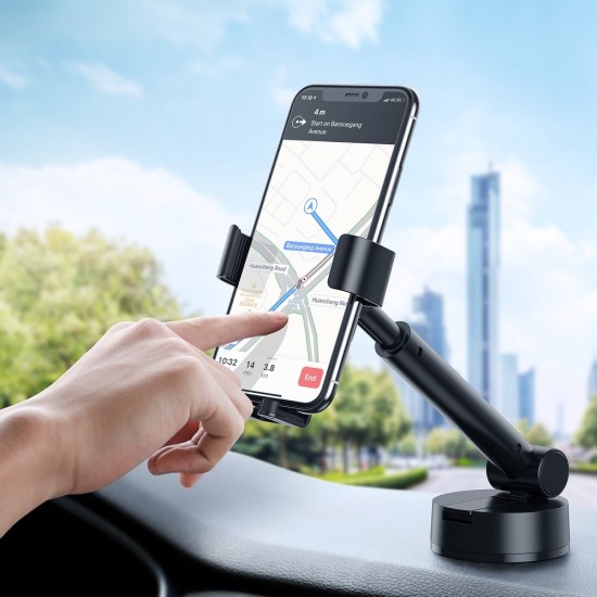 Baseus (SUYL-JY01) Gravity Telescopic Phone holder on Window / Dashboard - Melns - Universāls stiprinājums uz automašīnas paneļa vai loga