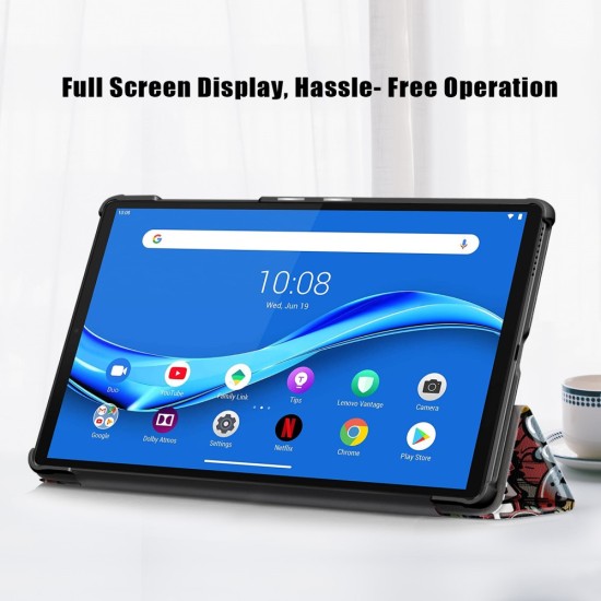 Tri-fold Stand PU Smart Auto Wake/Sleep Leather Case priekš Lenovo Tab M10 HD X306 - Grafiti - sāniski atverams maciņš ar stendu