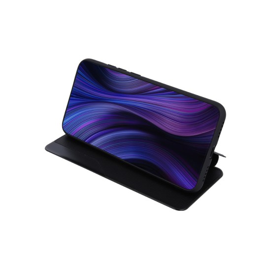 Smart View TPU Window Wake / Sleep Book Case priekš Samsung Galaxy A72 A725 - Melns - sāniski atverams maciņš ar lodziņu / grāmatveida maks