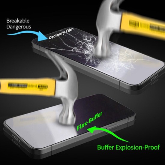 Bestsuit 5D Flex-Buffer Hybrid Antibacterial Tempered Glass priekš Apple iPhone 13 / 13 Pro / 14 - hibrīds antibakteriāls ekrāna aizsargstikls / aizsargplēve