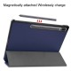 Tri-fold Stand PU Smart Auto Wake/Sleep Leather Case priekš Samsung Galaxy Tab S7 FE T733 / T736 - Tumši Zils - sāniski atverams maciņš ar stendu