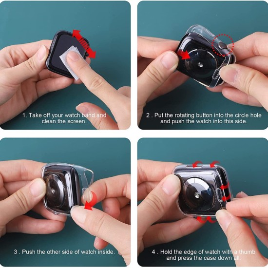 Transparent All-round Soft TPU Protective Cover для Apple Watch 7 / 8 / 9 (41mm) - Прозрачный - силиконовая накладка для умных часов