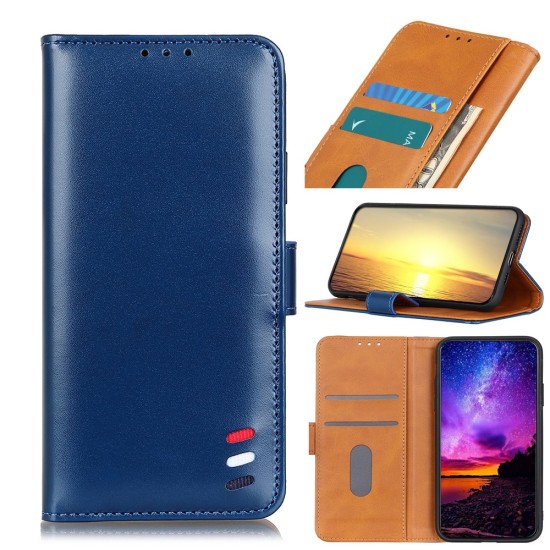 Smooth Surface Wallet Stand Leather Book Case priekš Nokia G10 / G20 - Zils - sāniski atverams maciņš ar magnētu un stendu