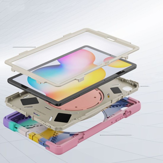 Tech-Protect X-Armor Back Case with Stand priekš Samsung Galaxy Tab S6 Lite P610 / P613 / P615 / P619 - Krāsains - triecienizturīgs silikona-plastikāta aizmugures apvalks ar statīvu un ekrāna aizsardzību