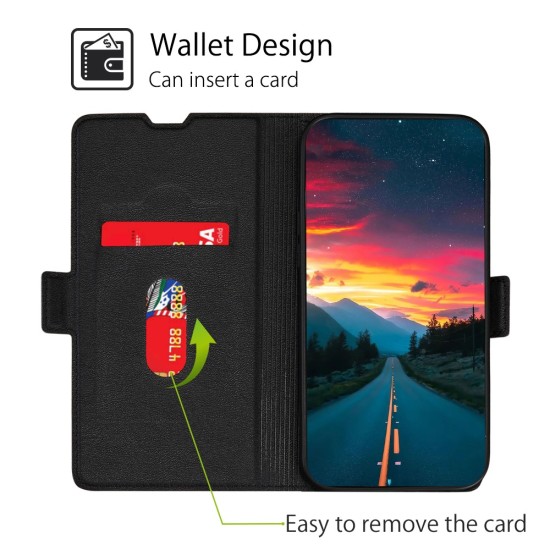 Ultra-thin PU Leather Magnetic Closure Phone Case priekš Huawei Nova 9 SE - Melns - sāniski atverams maciņš ar magnētu un stendu / grāmatveida maks