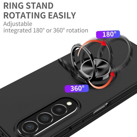 Forcell Kong Ring Case priekš Samsung Galaxy Fold4 5G - Melns - plastikāta aizmugures apvalks ar gredzenu-turētāju / vāciņš