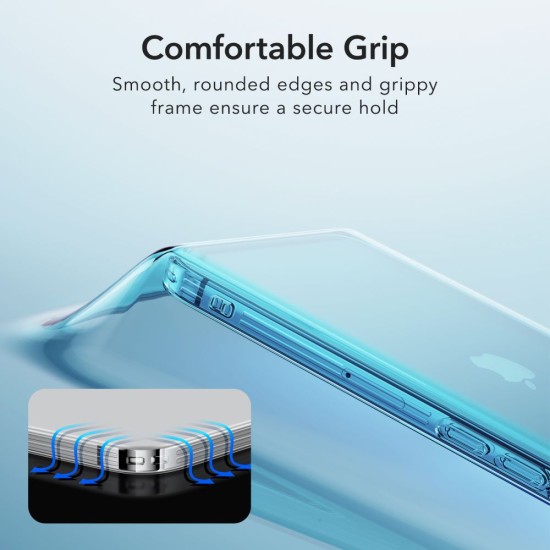 ESR Ice Shield Back Case priekš Apple iPhone 14 - Caurspīdīgs - triecienizturīgs silikona-stikla aizmugures apvalks / bampers-vāciņš