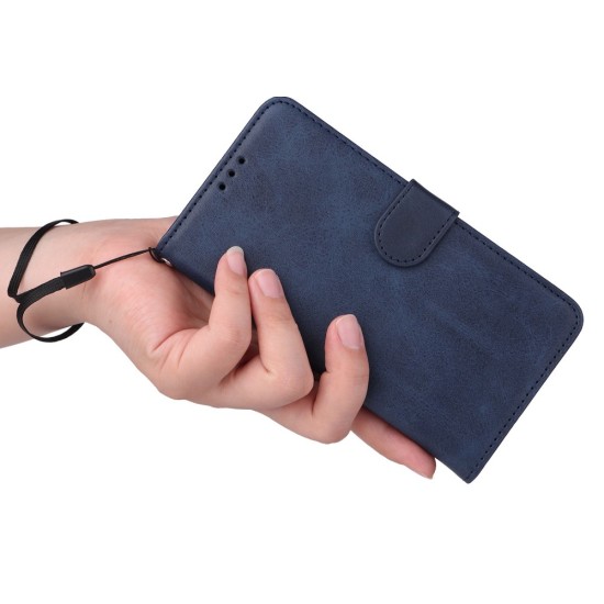 Classic Solid Color Wallet Leather Book Case with Clasp priekš Xiaomi Redmi A1 / A2 - Zils - sāniski atverams maciņš ar magnētu un stendu