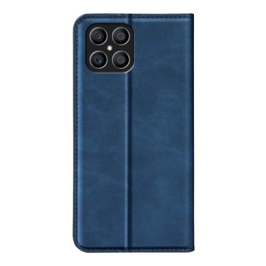 Magnetic Closure Skin-Touch Flip Leather Book Case priekš Huawei Honor X8 - Zils - sāniski atverams maciņš ar magnētu un stendu / grāmatveida maks