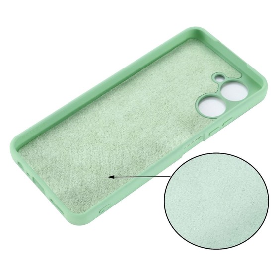 Microfiber Lining Liquid Silicone Shockproof Phone Case with Strap priekš Realme C33 - Gaiši Zaļš - silikona aizmugures apvalks ar auklu / bampers