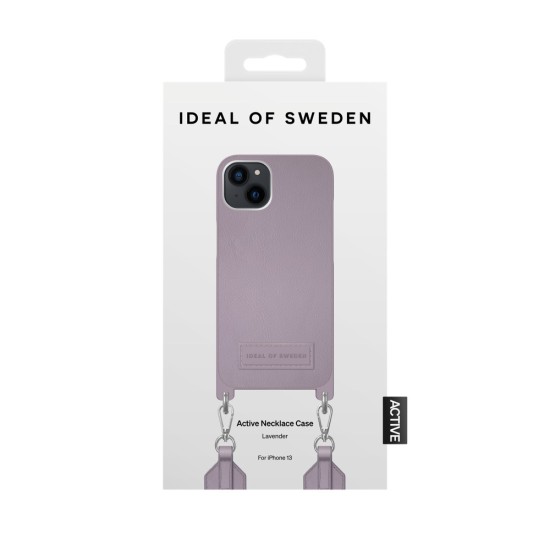 iDeal of Sweden Athena Necklace AS22 Back Case priekš Apple iPhone 13 - Lavender - mākslīgās ādas aizmugures apvalks ar siksniņu un Airpods somiņu / bampers-vāciņš
