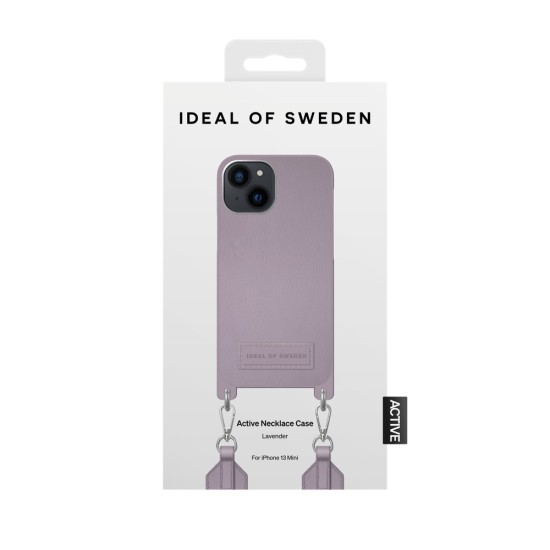 iDeal of Sweden Athena Necklace AS22 Back Case priekš Apple iPhone 13 mini - Lavender - mākslīgās ādas aizmugures apvalks ar siksniņu un Airpods somiņu / bampers-vāciņš