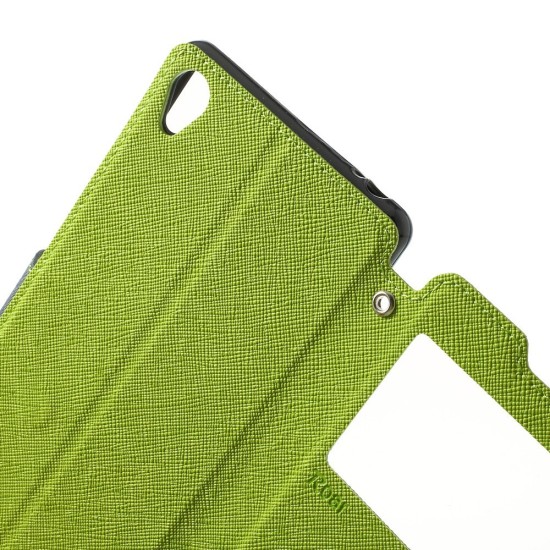 RoarKorea Fancy Diary View Sony Xperia Z3 Plus E6553 / Z4 Wake/Sleep - Zaļš - sāniski atverams maciņš ar stendu un lodziņu (ādas maks, grāmatiņa, leather book wallet case cover stand)