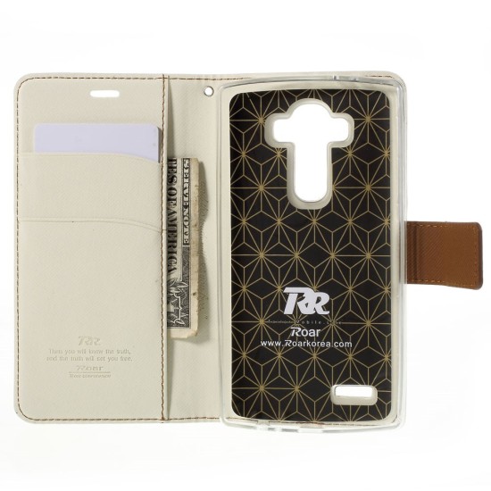 RoarKorea Simply Life Diary LG G4 H815 - Balts - sāniski atverams maciņš ar stendu (ādas maks, grāmatiņa, leather book wallet case cover stand)