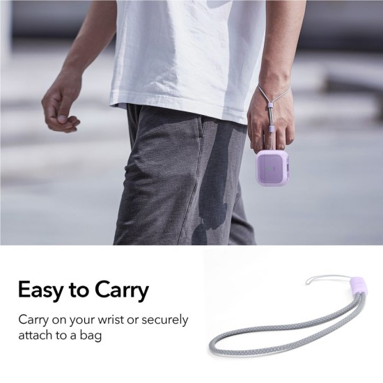 ESR Orbit Halolock MagSafe Case priekš Apple Airpods 4 - Violets - triecieniztrurīgs plastikāta apvalks bezvadu austiņu lādēšanas ierīcei ar auklu