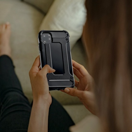 Forcell Armor Case priekš Samsung Galaxy S21 G991 - Melns - triecienizturīgs silikona aizmugures apvalks / bampers-vāciņš