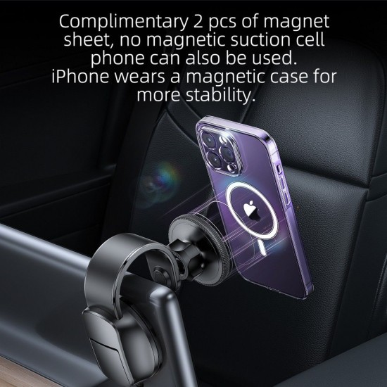 Forcell F-Grip MagFlex Magnetic Phone Holder with MagSafe for Dashboard / Windshield - Melns - Universāls stiprinājums uz automašīnas paneļa vai loga