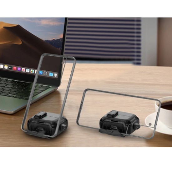 Tech-Protect Carbonox MagSafe Case priekš Samsung Galaxy Buds 3 / Buds 3 Pro - Melns - silikona-plastikāta apvalks bezvadu austiņu lādēšanas ierīcei ar karabīni