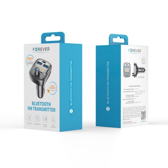 Forever TR-370 Car Kit HandsFree FM Transmitter ar Bluetooth 2x USB / 1x USB-C PD 30W - USB FM Transmiteris un auto lādētājs, MP3 Audio atskaņotājs, automašinas bezvadu brīvroku sistēma